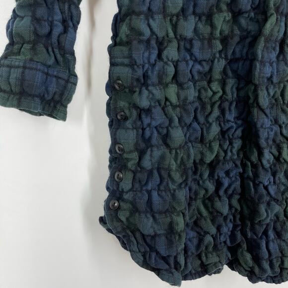 Madewell Popcorn Plaid Flannel Shirt Women's XS Blue Green 3/4 Sleeve - Picture 4 of 9